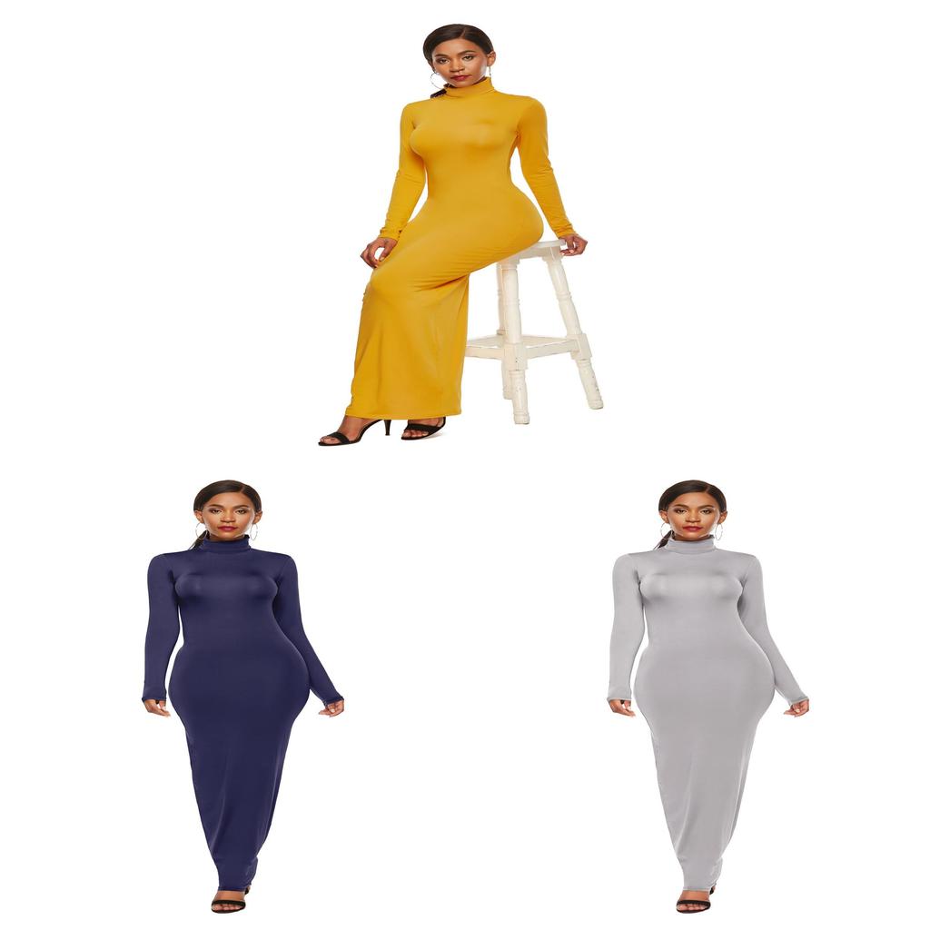 Long Sleeve Stretch Polyester Elegant Bodycon Dress For Office Women