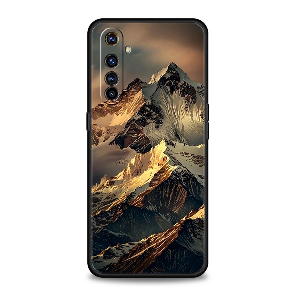 Черный Чехол Горная Вершина Для Realme C67 C63 C55 C53 C35 C25 C21 GT 2 3 5 6 10 11 12 13 Pro Plus 5G Мягкий ТПУ Чехол Для Телефона Fundas
