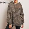 Осенняя женская камуфляжная толстовка с кленовым принтом, спортивная толстовка большого размера с карманами Hugh
