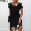 Women's Fashion Summer Spring Flower Pattern Print Short Sleeve O-Neck Middle Waistline Casual Dresses