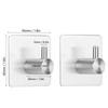 2 PCS Punch Free Adhesive Hook Silver Towel Hook Practical Coat Hook  Space Saving