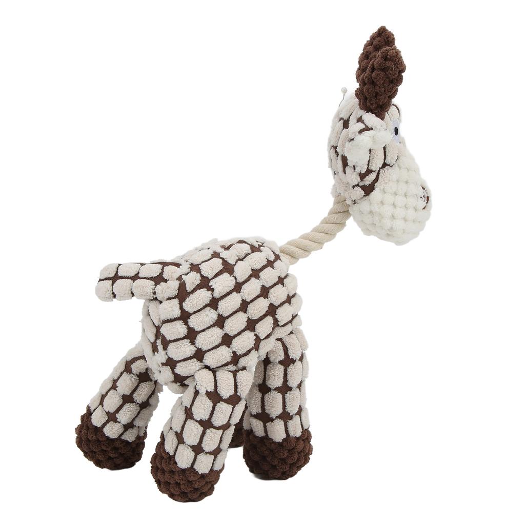 Pet Squeaky Toy Interactive Durable Teeth Cleaning Dog Plush Toy for Small Medium Large DogsBeige