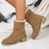 Модные зимние теплые плюшевые женские ботинки с круглым носком 2024 горячая распродажа новая мода квадратный каблук износостойкая обувь для женщин ботильоны женские