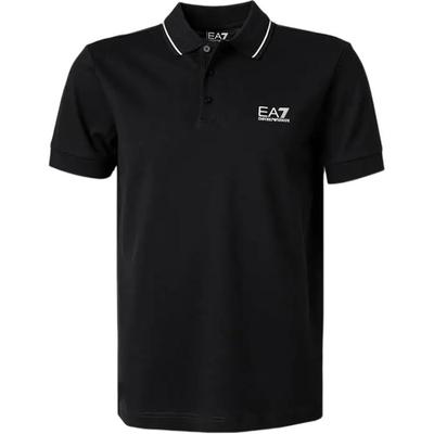 Мужская футболка-поло с коротким рукавом и логотипом EA7, удобная, черная 8NPF16-PJVUZ-1200