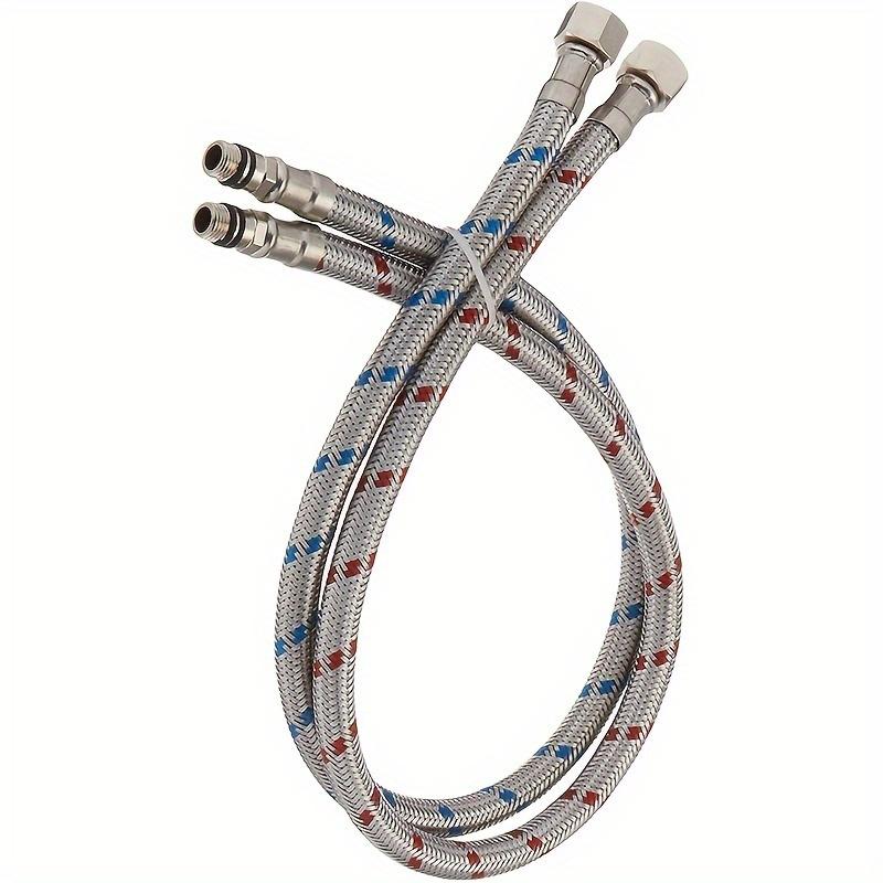 1 Pair 24-Inch Long Braided Stainless Steel Faucet Connector Hose, 3/8-Inch Female Compression Thread To M10 Male Connector