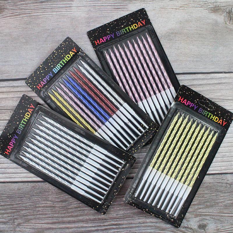 Новый стиль Набор из 10 позолоченных разноцветных свечей на присосках Креативная свадебная композиция Золотые и серебряные свечи для дня рождения