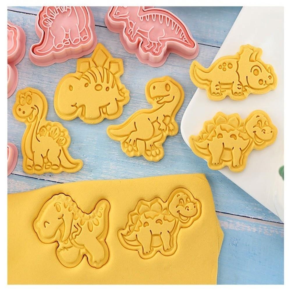 8PCS 3D Embossed Details Dinosaur Cookie Cutter PP Cookie Cutter Set Baking Kit Kids DIY Desserts