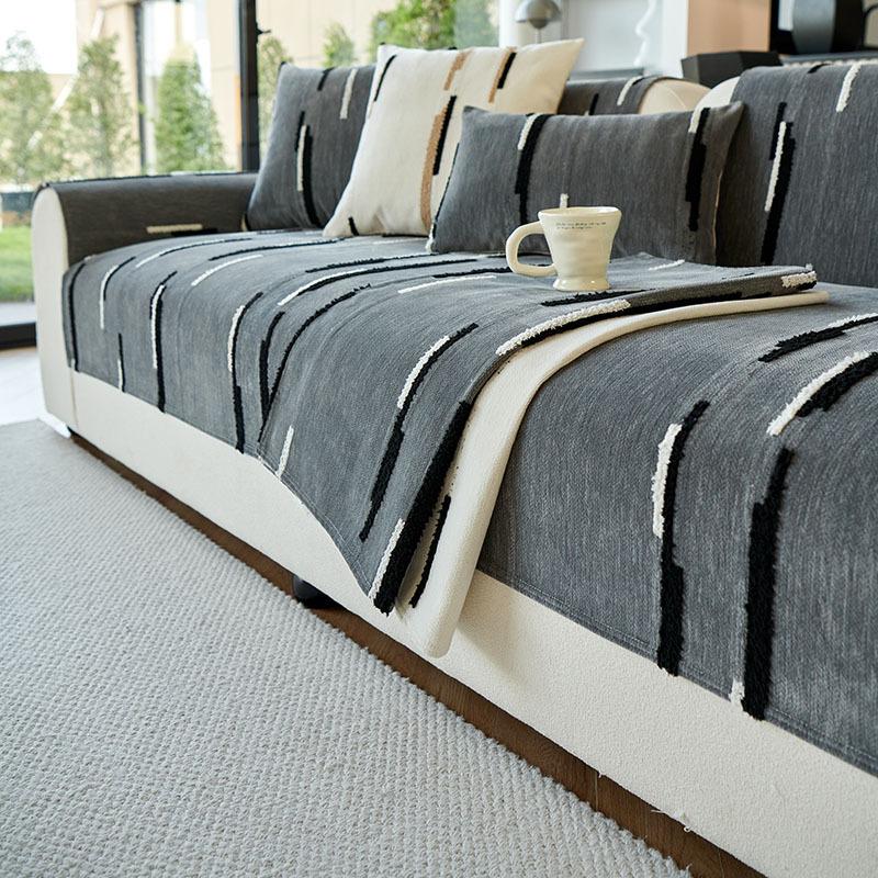 Простая полосатая подушка для дивана Осень и зима Новая нескользящая шениловая накидка на спинку одеяло полотенце подушка для сиденья