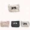Cute Lace Bow Coin Purse Portable Cosmetic Storage Bag Key Makeup Lipstick Pouch Headphone Organizer Clutch Zipper Bags Women Wallets