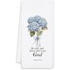 Hydrangea Christian Hand Towels for Bathroom, Blue and White Floral Kitchen Towels, Blue Hydrangea Dish Tea Towels for Kitchen, Christian Gift, 16x24
