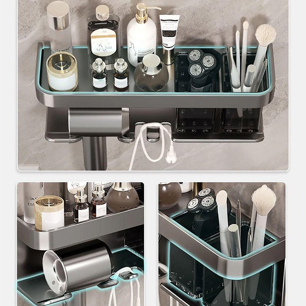 Органайзер для хранения косметики без сверления, настенная полка для душа, держатель для фена для спальни