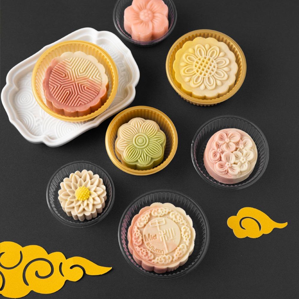 100pcs Round Mooncake Inner Tray Plastic Moon Cake Holder Mid-Autumn Festival