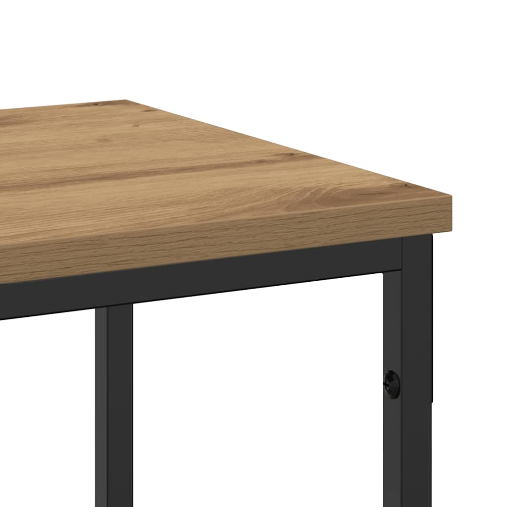 Console Table with Shelf Rustic Oak Finish 200 x 30 x 75 cm
