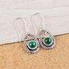 Natural Malachite Gemstone 925 Sterling Silver Jewelry Bohemian Earrings 1.38" CE-3-23