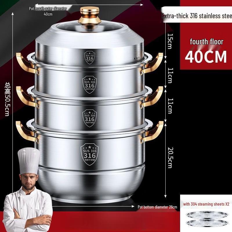 Zhi Shi 316 Stainless Steel Multi-Layer Steamer Pot