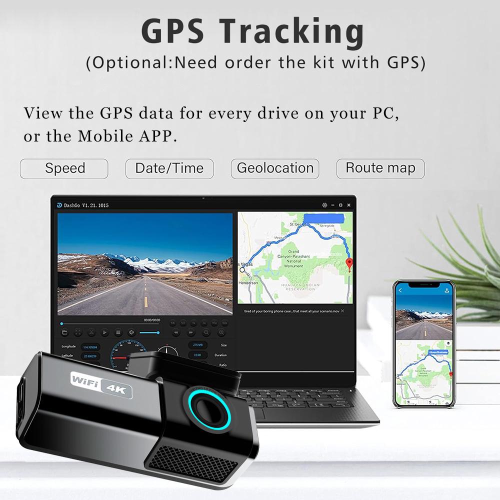 Car DVR 4K 3840*2160P WIFI GPS Dash Cam Mini Camera Front and Rear Dual Lens Dashcam Black Box Video Drive Recorder Night Vision