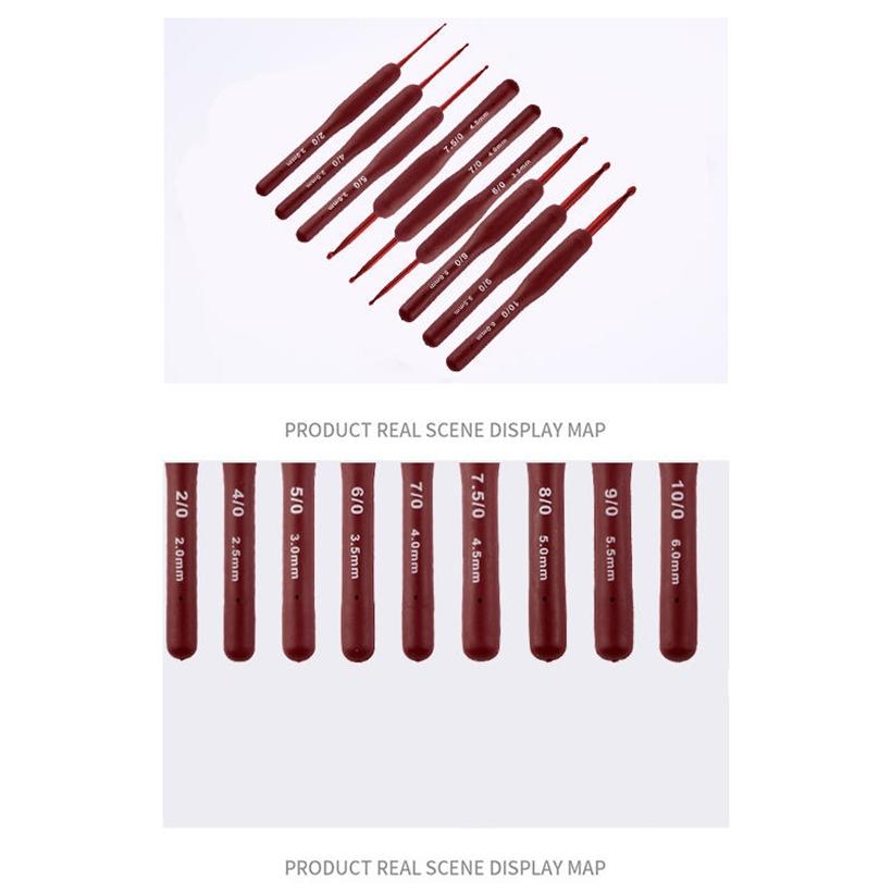 9 шт./набор Красные крючки для вязания Игла Силиконовая ручка Алюминиевый набор крючков для вязания Иглы Вязание свитера своими руками Инструмент для шитья