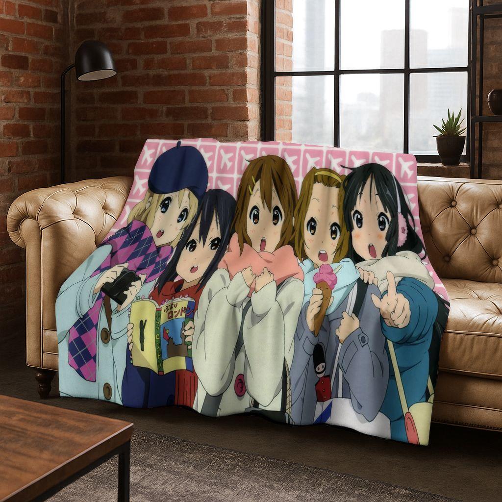 Аниме K-ON Кавайная Девочка Хирасава Юи Музыкальный Мультфильм Фланелевое Одеяло, Уютное Мягкое Плед для Дома Спальни Кровати Дивана Покрытие Ребенок