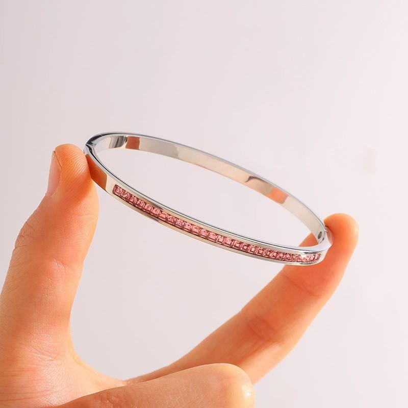 Starry Sky Full Diamond Titanium Steel Bracelet – Versatile, No-Fade Silver Women's Fashion Accessory