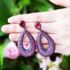WWJ Top Quality Party Jewelry Full Pave Tiny Rose Red Purple Cubic Zirconia Big Tear Drop Earrings