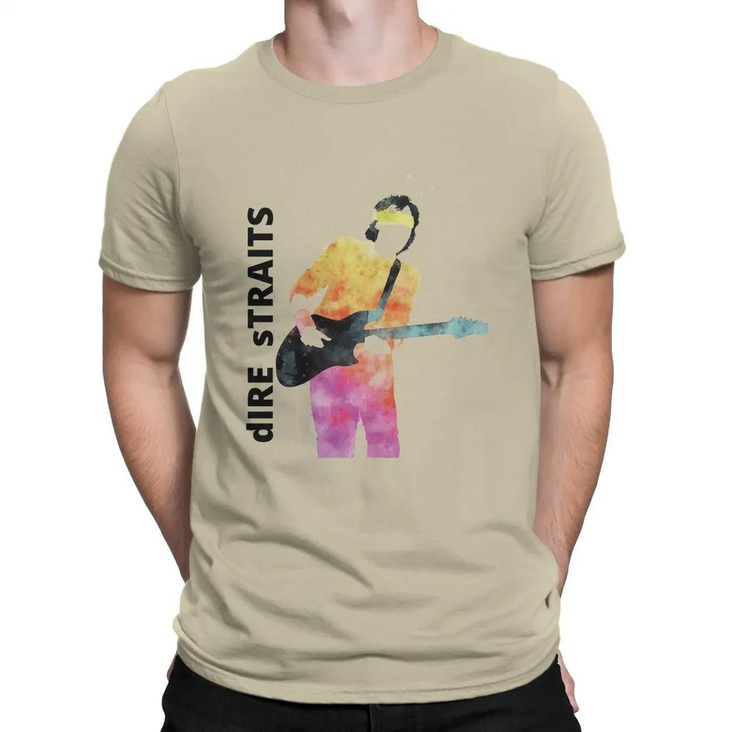Music T Shirt Men's Cotton Vintage T-Shirt O Neck Dire Straits Band Tees Short Sleeve Tops Graphic