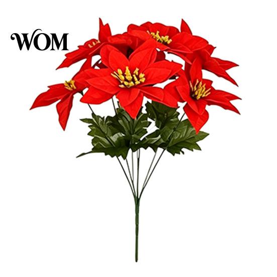 Christmas Tree Hanging Decor Poinsettia Garland, Artificial Silk Flowers with Red Berries Plants And Greenery, 85cm Outdoor Holiday Porch Wall
