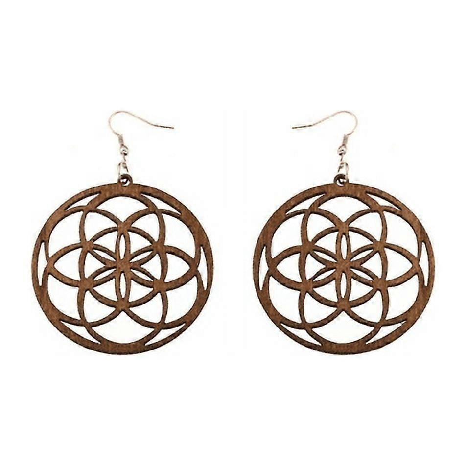 Lucky Halo Wooden Pendant Earrings (Green)