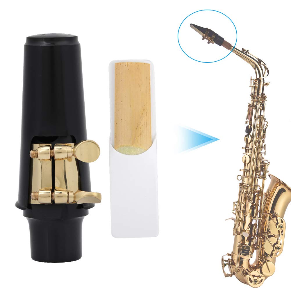 Alto Saxophone Mouthpiece Set with Mouthpiece Mute Neck and Saxophone Reed Accessories Cap, Silencer, Strap,
