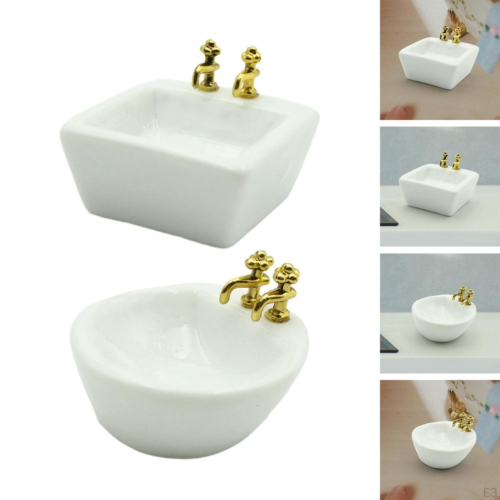 1/12 Dollhouse Simulation Wash Basin Bathroom Scene Model Miniature Furniture
