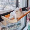 Cat Hammock Window Perch Adjustable Cat Bed with Wood Frame No Drilling Pet Hammock for Bedside Windowsill Indoor Cats