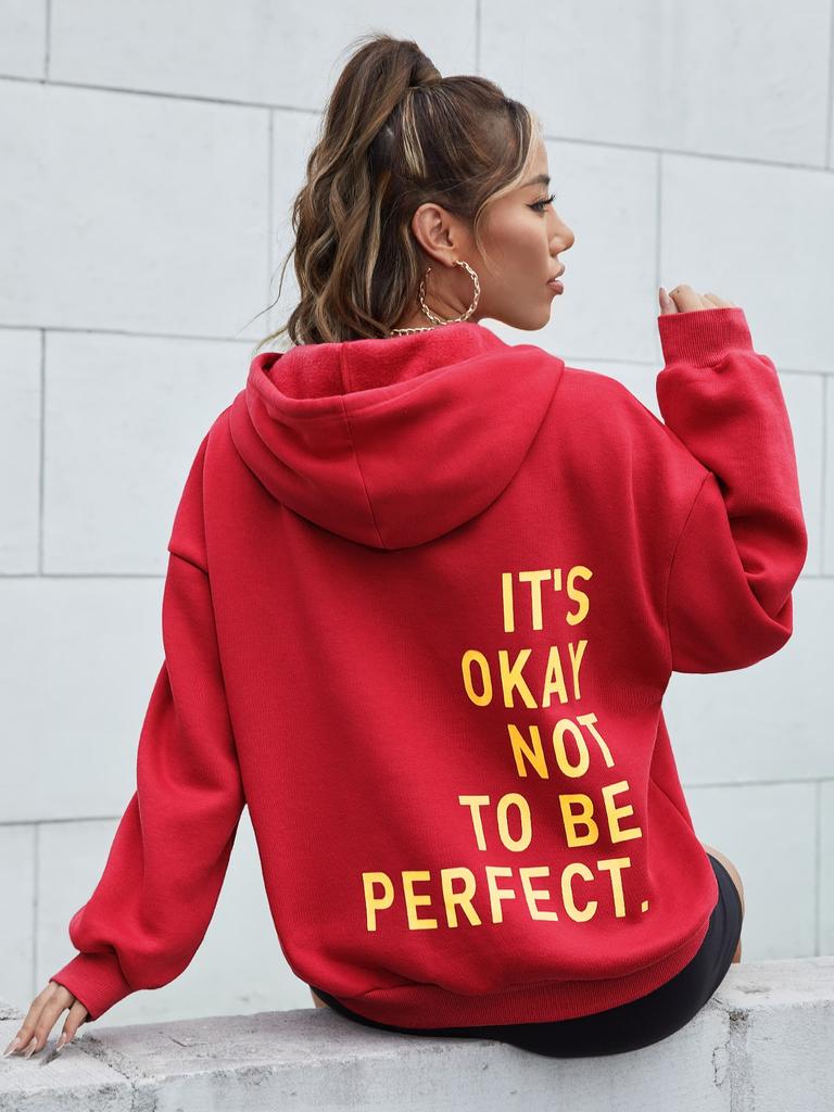 It'S Okay No To Be Perfect Cotton Hoody Niche Daily Sweatshirts Aesthetic Creativity Tracksuit Essential Casual Sweatershirt