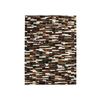 PATCHWORK - Leather Living Room Rug with Line Pattern 140 X 200 Cm Brown/White/Black