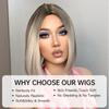Cosplay Ombre Brown Platinum Blonde Wig Synthetic Straight Short Bob Hair Wigs for Women Natural Heat Resistant Party Daily Use