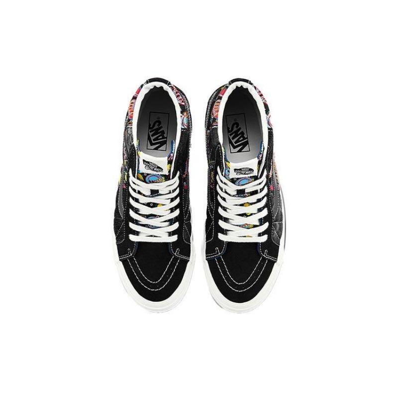 Vans SK8 Вышитые Канвасовые Легкие Износостойкие Высокие Унисекс Кеды для Скейтбординга Черно-Мультиколор VN0A54FBA5J