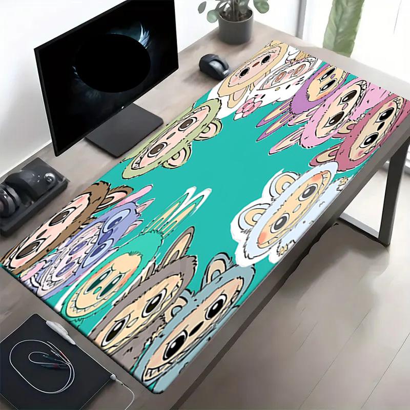 Labubu Print Mouse Pad, Anti‑Slip Desktop keyboard Mat, for PC Laptop Gaming Working Daily Use, Cool Festival Surprise Gift