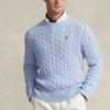 Polo Ralph Lauren SS24 Solid Color Logo Embroidered Cable Knit Crew Neck Long Sleeve Sweater Men Sweater Hyacinth-Blue MNPOSWE16821848-400