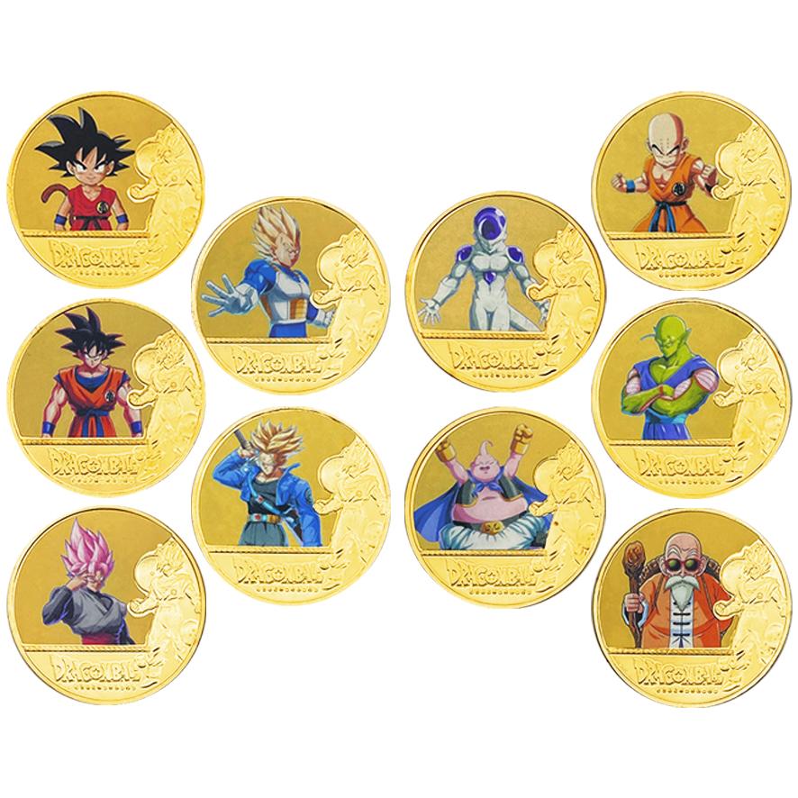 Anime Z Gold Plated Gold Coin Son Goku Vegeta Coins Kids Classic Anime Peripherals Collection Toy Souvenir