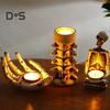 Halloween Candle Holder Resin Skeleton Hand Skull Backbone Candlestick Stand Tealight Holder Home Gothic Decor Spooky Party Supplies