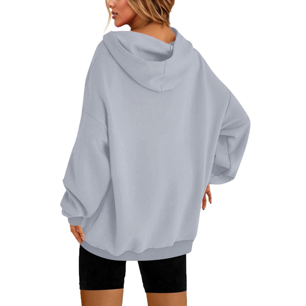 Women's Round-Neck Long-Sleeved Printed Top Hooded Sweatshirt
