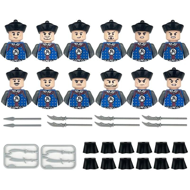 Детские игрушки, средневековый военный солдат, строительный блок, замок, рыцарский корпус, оружие на поле боя, боевой конь, мультяшные фигурки, кирпичи