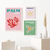 Solid Wood Frame Abstract Palm Leaf Coral Travel Colorful Vintage Posters And Prints Nordic Style Canvas Painting Wall Art Living Room Decoration