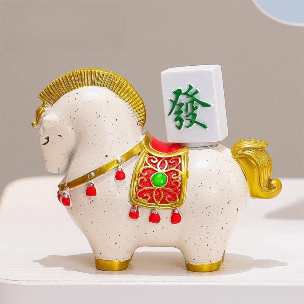 Good Luck Resin Horse Statue Rotatable Desktop Ornament Creative Zodiac Horse Ornaments Home