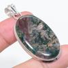 Натуральный индийский моховой агат 925 стерлинговое серебро ювелирная подвеска 2,25" C7a27