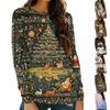 Womens Long Sleeve Round Neck Shirts Tee Casual TopChristmas Print Tunic Outfits Loose T Shirts