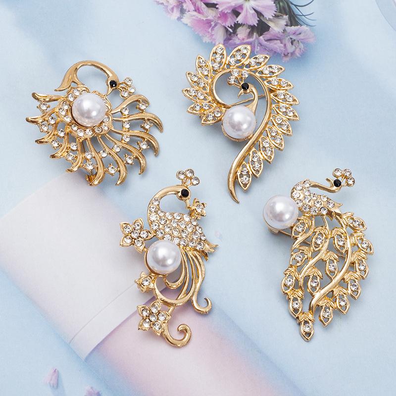 Жемчуг Павлин Животное Корсаж Классическая Брошь Павлин Булавки Для Женщин Банкет Свадебный Бижутерия