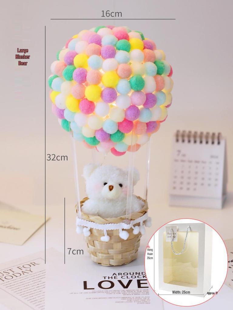 Набор для поделок «Ночник-воздушный шар из помпонов» - Занятие для родителей и детей с разноцветными плюшевыми шариками