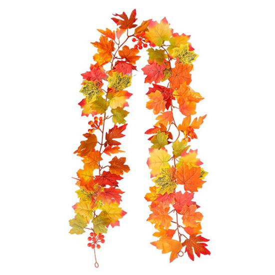 5.7Ft Fall Maple Leaf Garland Artificial Autumn Foliage Garland Harvest Hanging Vine