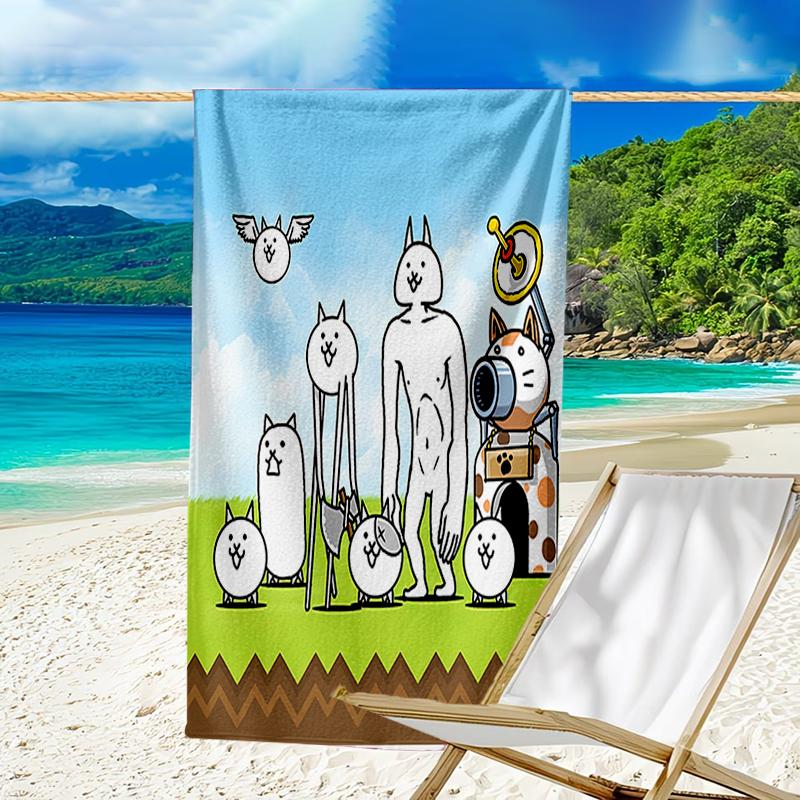 proof beach towel with a The Battle Cats pattern - soft,absorbent,quick-drying,machine washable - perfect for swimming,camping,bathing