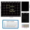 Magnetic Chalkboard Monthly Calendar with neon Bright Liquid Chalk Markers – Black Refrigerator Monthly Planning Board w/Bonus - Grocery List and