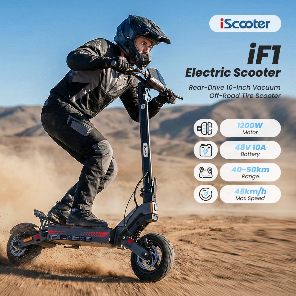 Foldable Electric Scooter iScooter iF1 45km/h Maximum Speed1200W Motor 48V 10Ah Battery Capacity 40–50 km Maximum Range